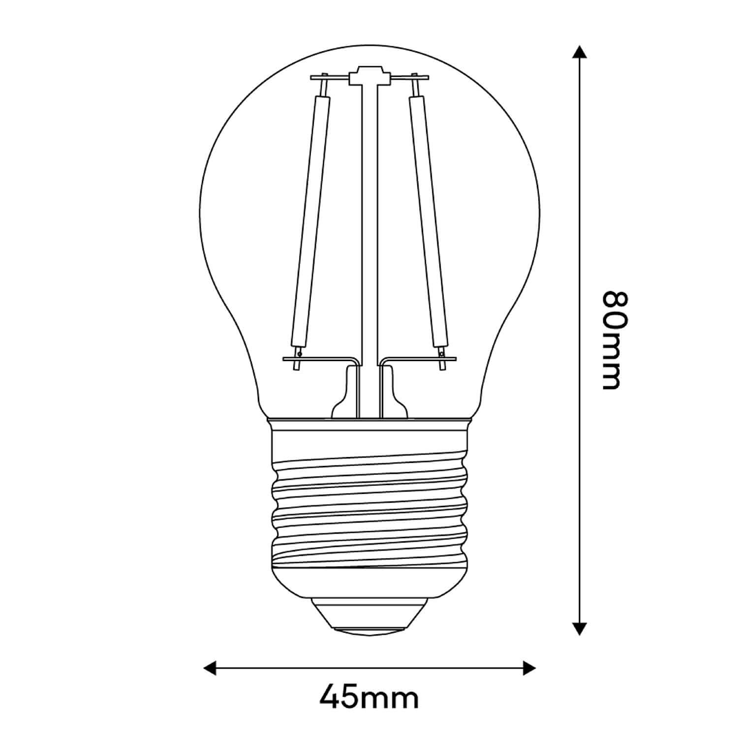 LED-Glühbirne Transparent Globetta G45 2W 136Lm E27 2700K – E08 – Produktansicht 2