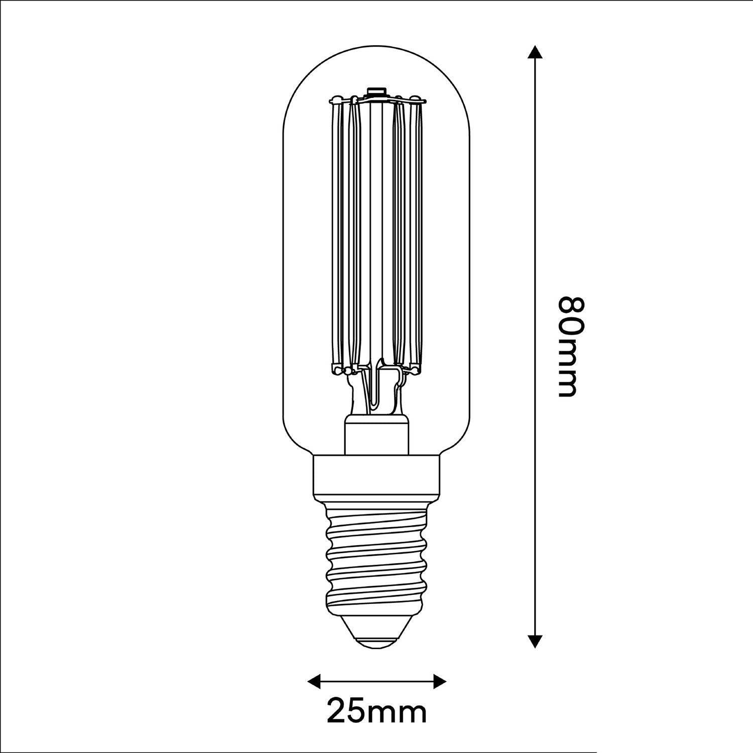LED‑Glühbirne Transparent Linea 5V Tubular T25 1,8W 160Lm E14 2500K Dimmbar – B07 – Produktansicht 2