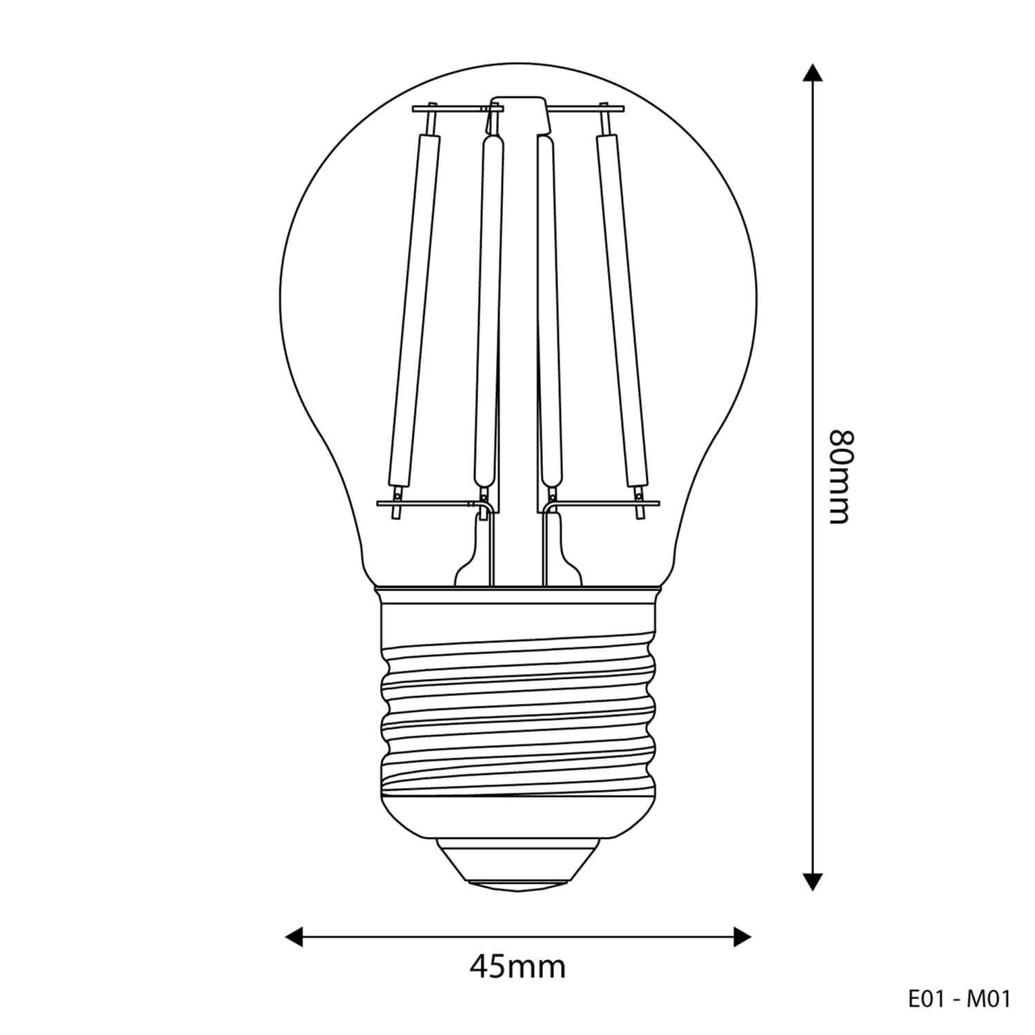 LED-Lampe Transparent Mini Globe G45 4W 470Lm E27 2700K – E01 – Produktansicht 2