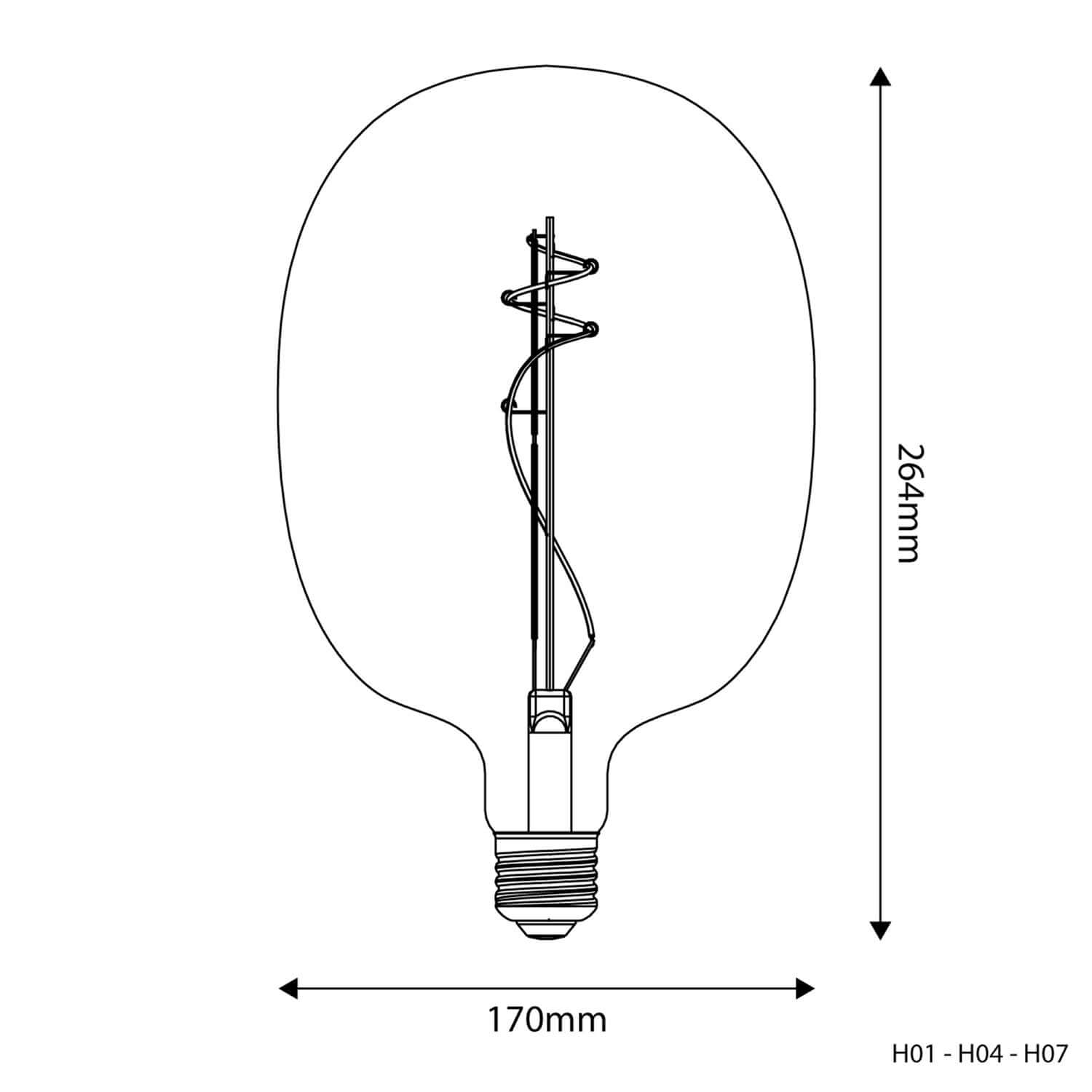 LED-Leuchtmittel Transparent Oval 170 11W 1210Lm E27 2700K Dimmbarkeit – H01 – Produktansicht 2