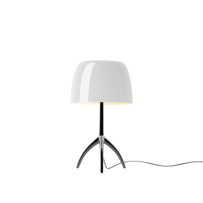 Foscarini Lumiere Tischleuchte – Piccola, Schwarzchrom/Weiß, Dimmer