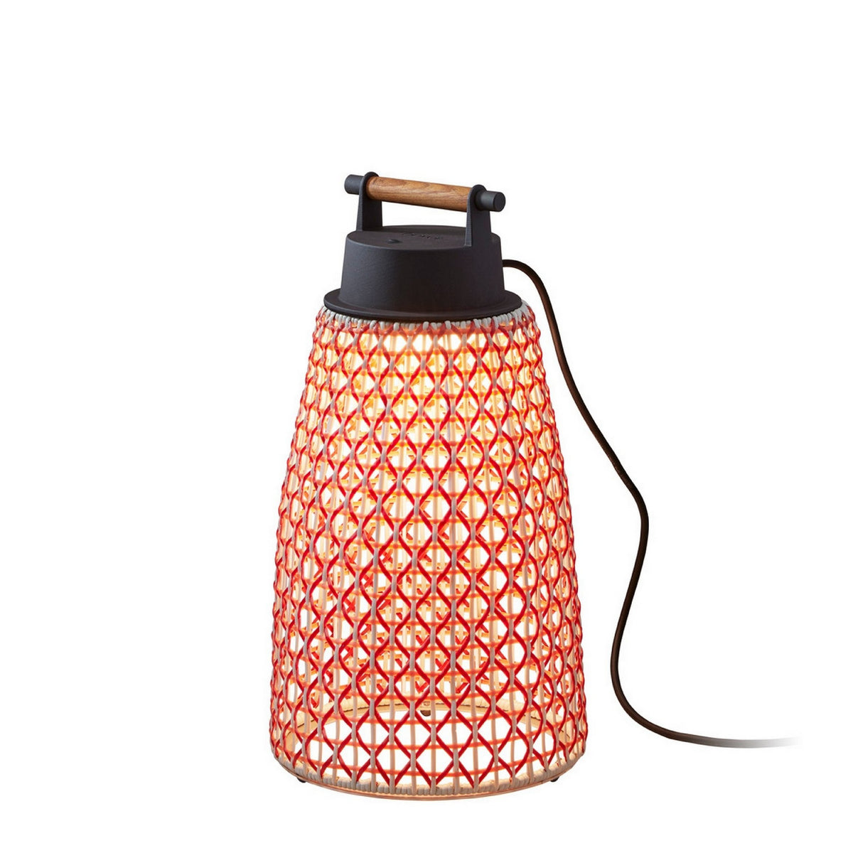 Bover Nans Portable M/49 Außen-Tischleuchte – Schirm Rot (mit Orange und Beige)
