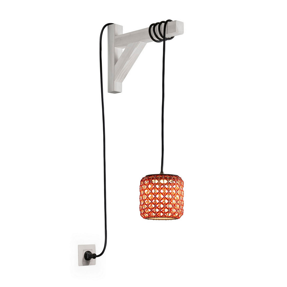 Bover Nans S/16/H Außen-Pendelleuchte – Schirm Rot (mit Orange und Beige)