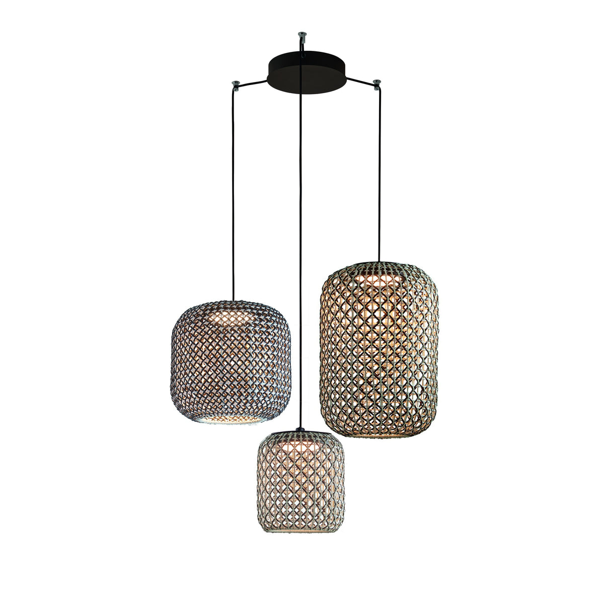 Bover Nans S/3L Pendelleuchte – Schirm Braun (mit Beige und Hellgrau)