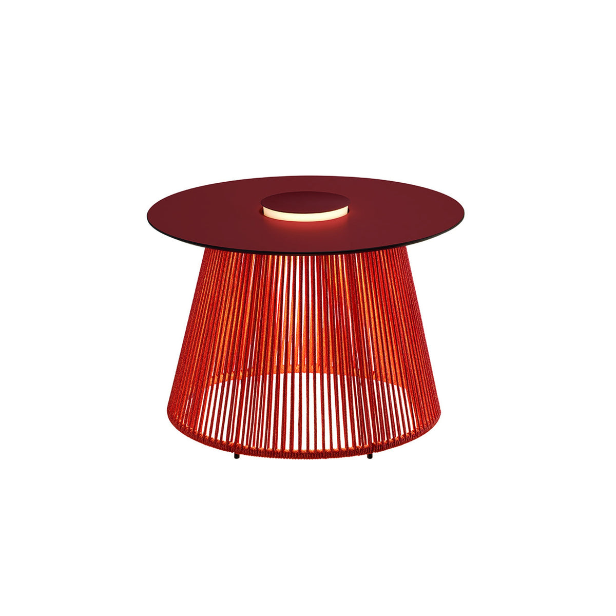 Bover Nit/60/R Beistelltisch mit Licht – Platte Terrakotta, Orange Nautikseil