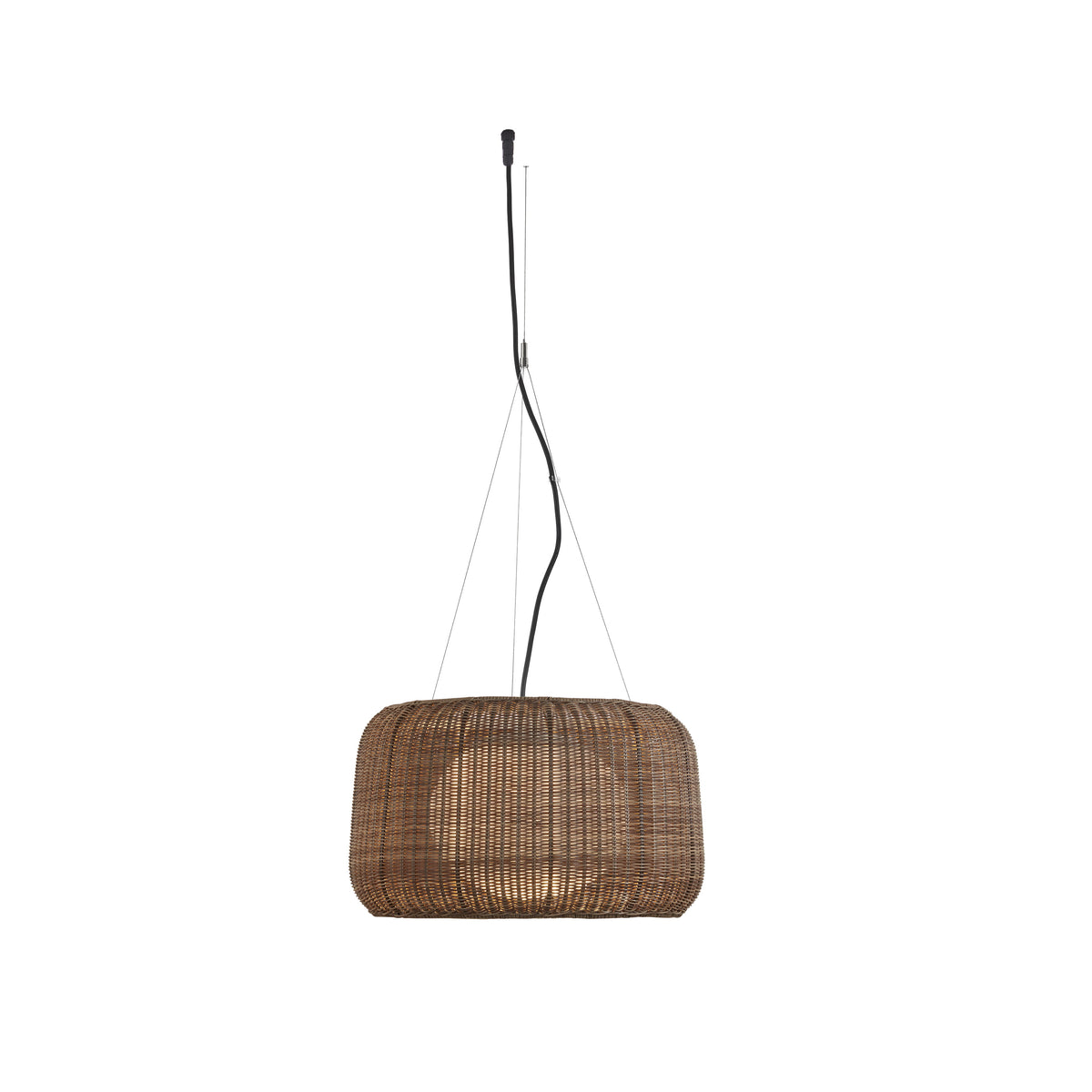 Bover Fora S Außen-Pendelleuchte für Outrack 24V – Graphitbraun, Schirm Rattanbraun, 2400 K