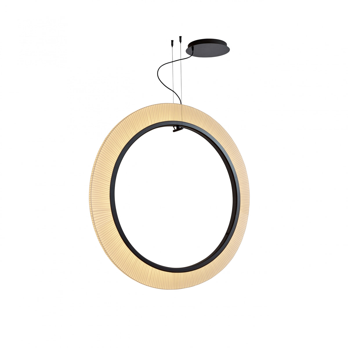 Bover Roda S/120/V Pendelleuchte – Braun, Schirm Band transluzent Creme, dimmbar (1-10V)