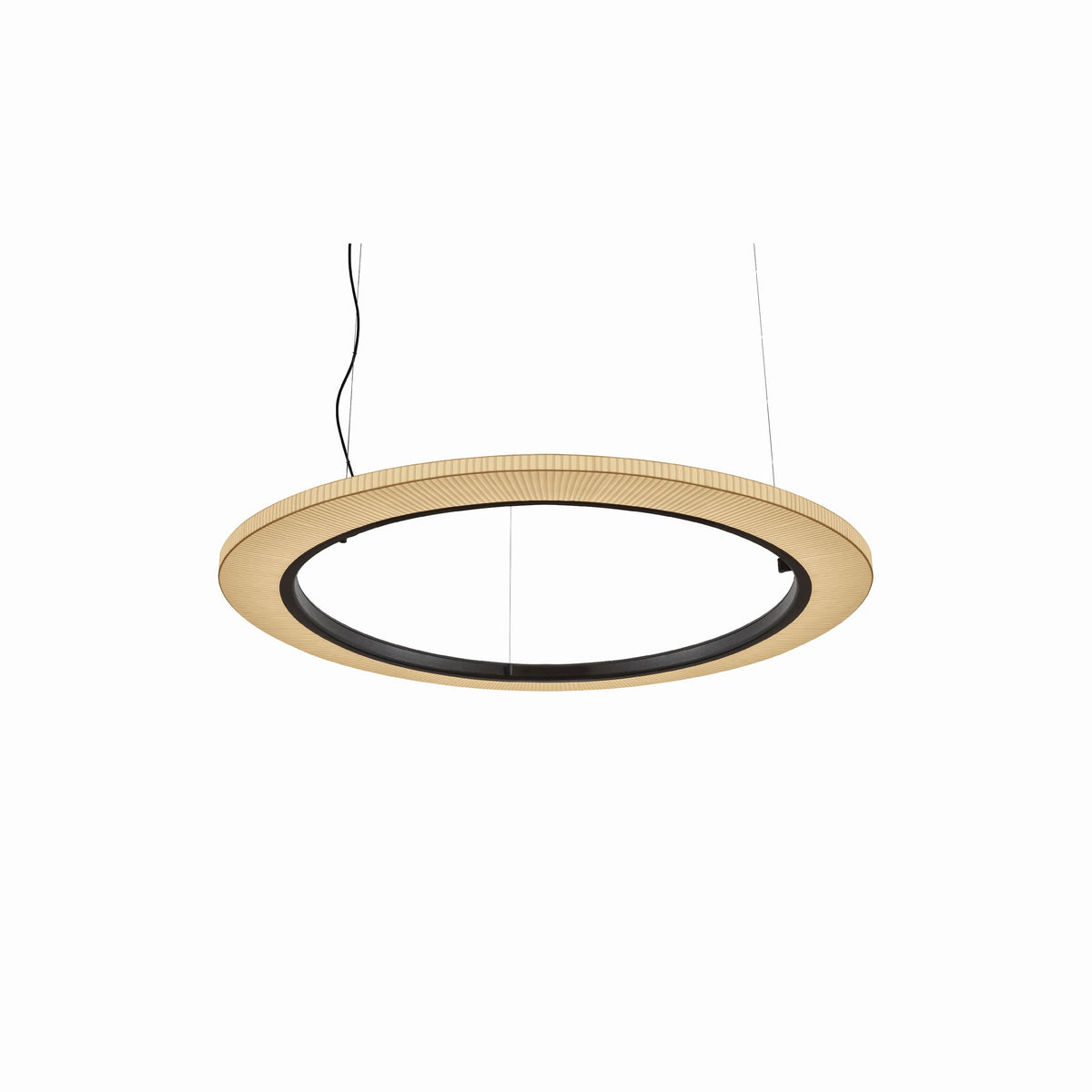 Bover Roda S/120 Pendelleuchte – Braun, Schirm Band transluzent Creme, dimmbar (1-10V), externer Treiber