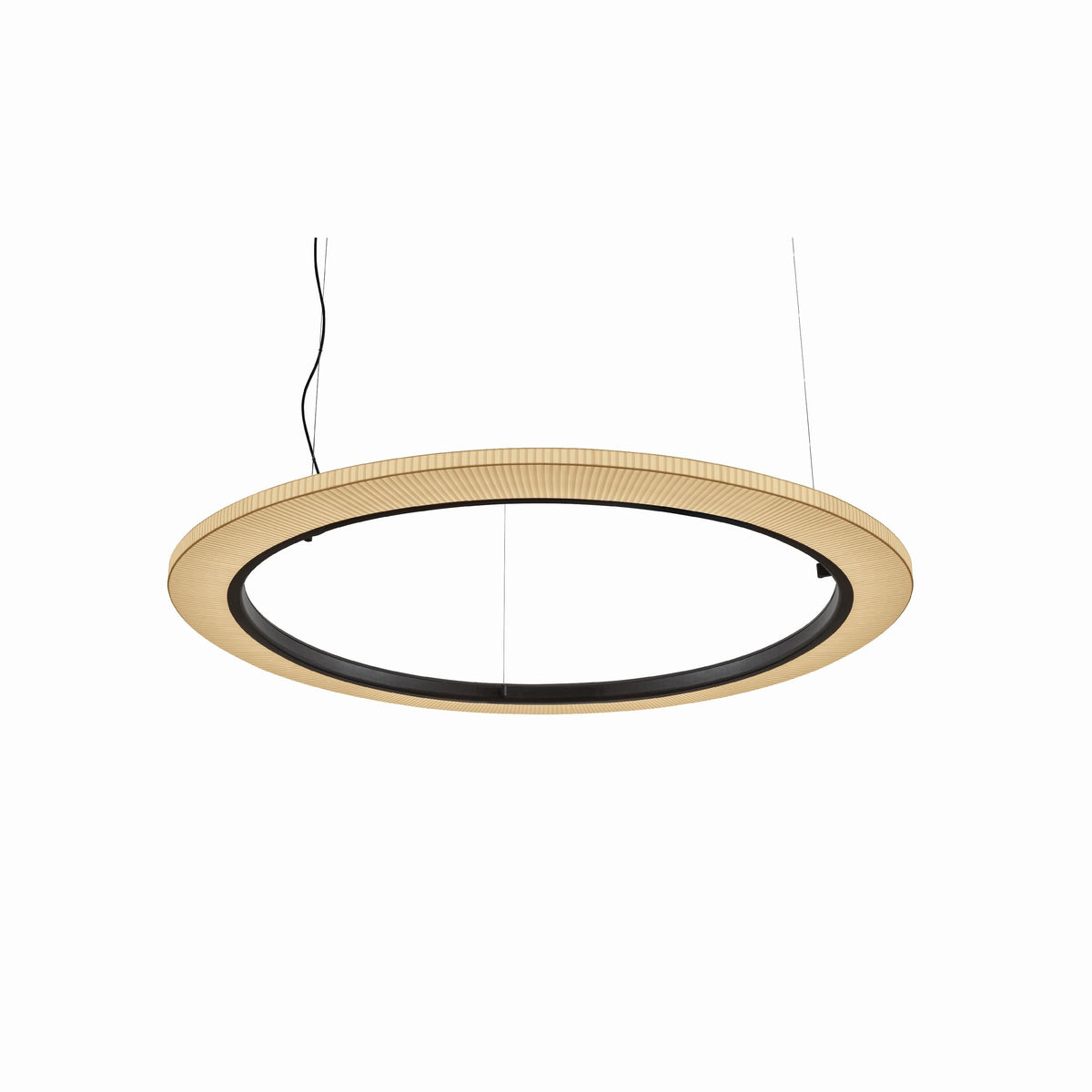 Bover Roda S/150 Pendelleuchte – Braun, Schirm Band transluzent Creme, dimmbar (DALI), externer Treiber