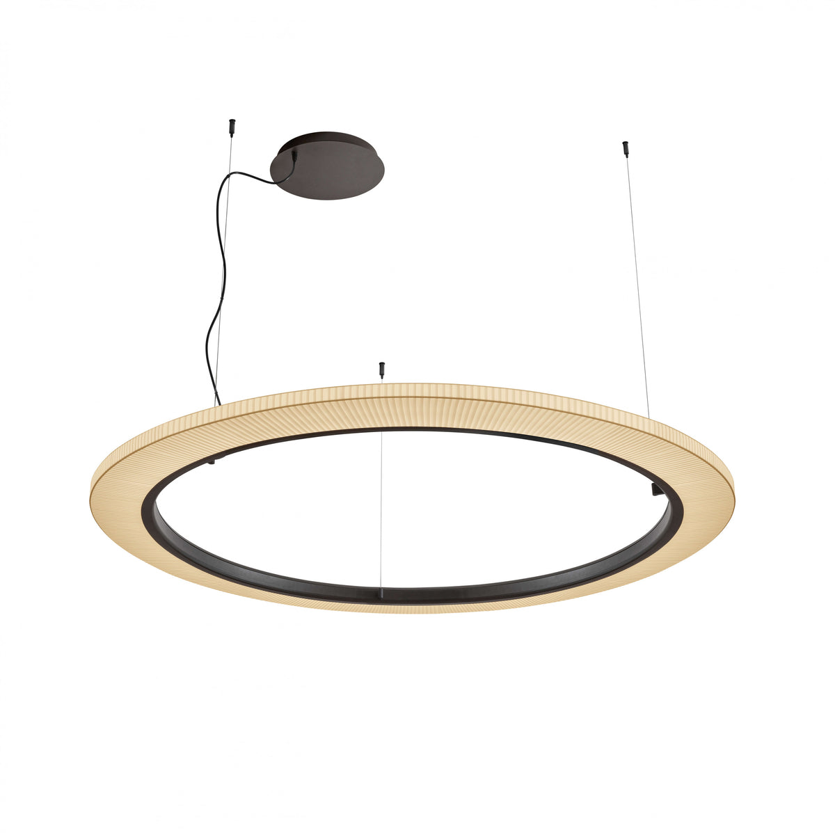 Bover Roda S/150 Pendelleuchte – Braun, Schirm Band transluzent Creme, dimmbar (1-10V)