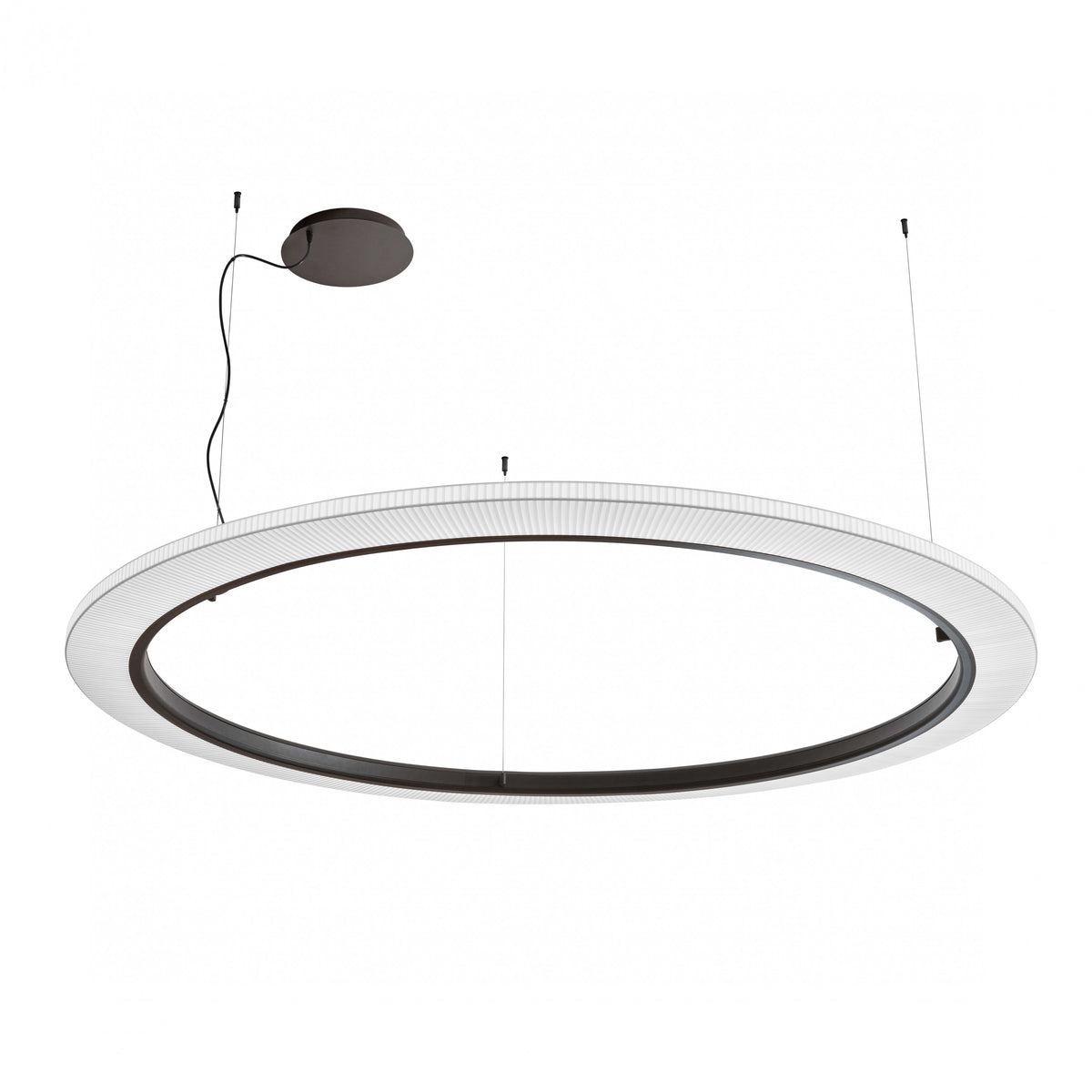 Bover Roda S/200 Pendelleuchte – Braun, Schirm Band transluzent Weiß, dimmbar (1-10V)