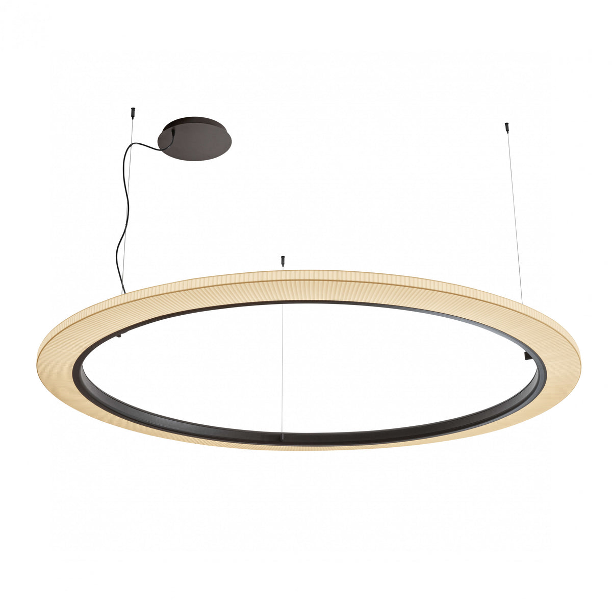 Bover Roda S/200 Pendelleuchte – Braun, Schirm Band transluzent Creme, dimmbar (1-10V)