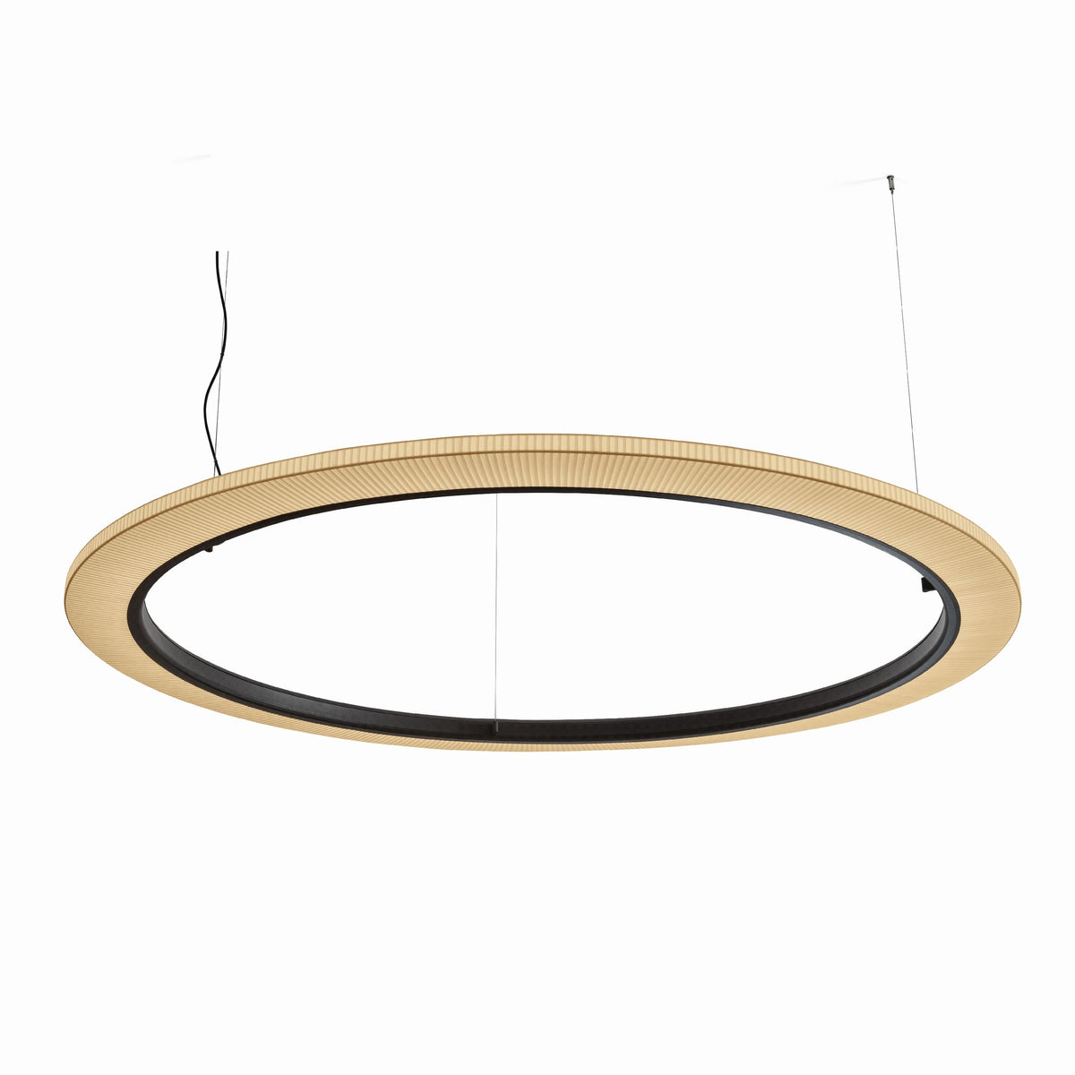 Bover Roda S/200 Pendelleuchte – Braun, Schirm Band transluzent Creme, dimmbar (1-10V), externer Treiber
