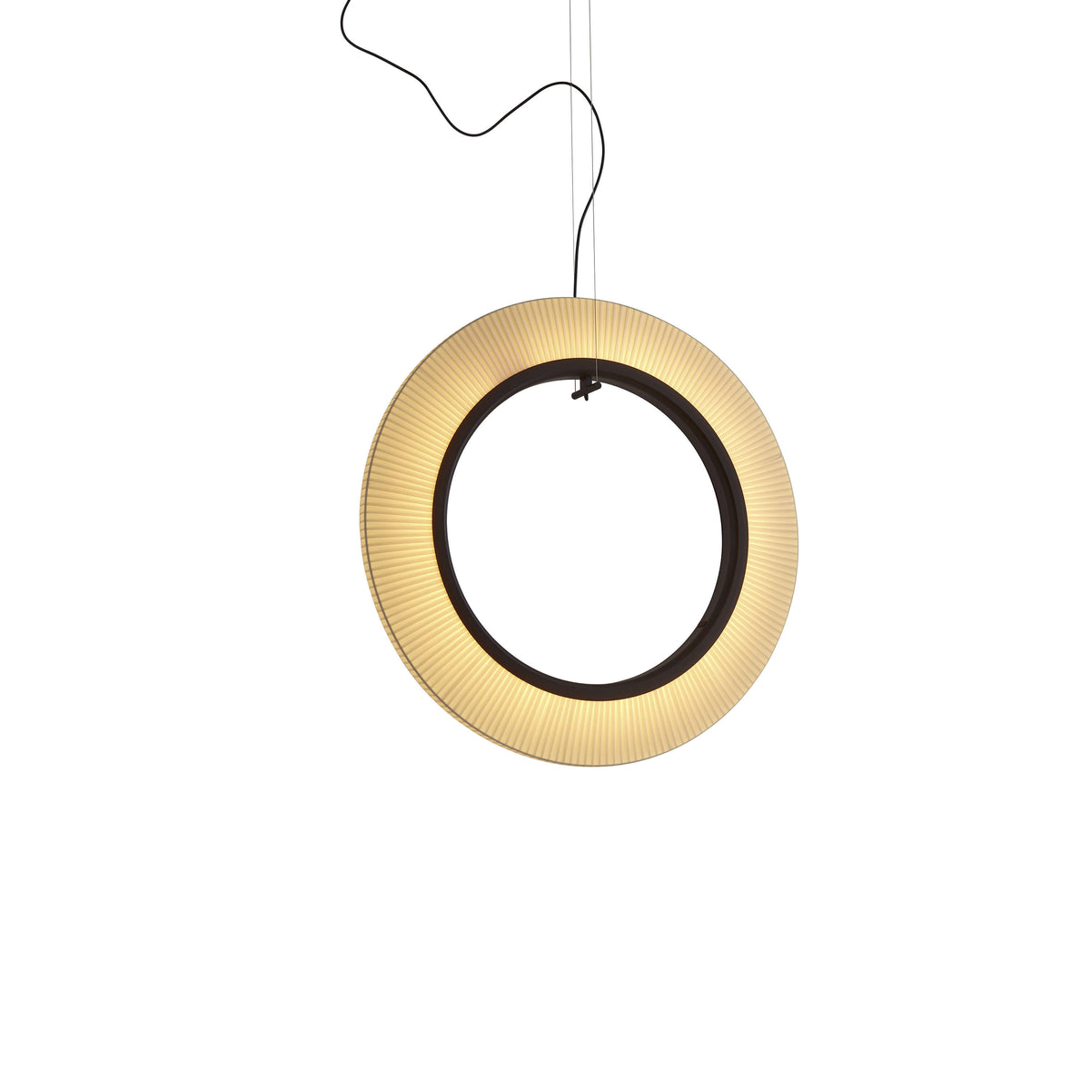 Bover Roda S/90/V Pendelleuchte – Braun, Schirm Band transluzent Creme, dimmbar (1-10V), externer Treiber