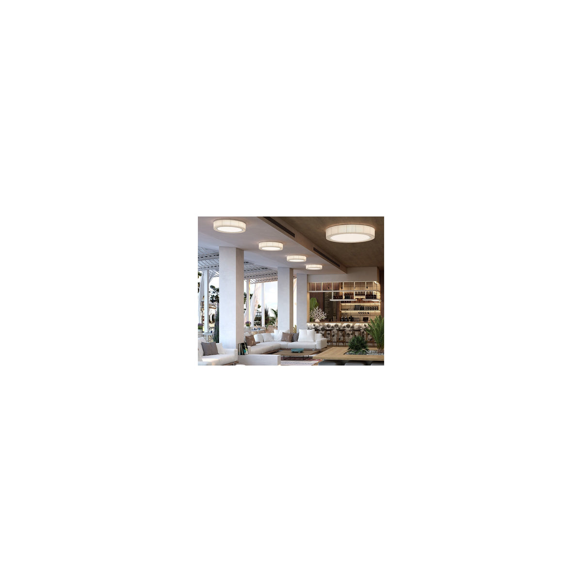 Bover Urban PF/90 Deckenleuchte – Silber matt, Schirm Band transluzent Creme