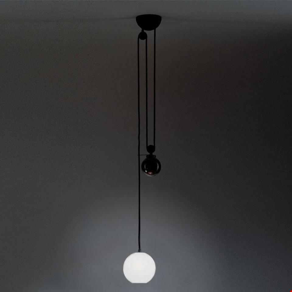 Artemide Aggregato Pendelleuchte – Saliscendi Kugel Methacrylat Ø250 – Opalweiß