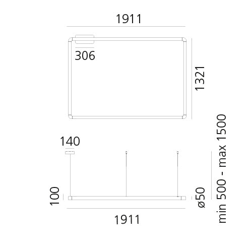 Artemide Alphabet of Light Square-Rectangular Pendelleuchte – Ansicht 1