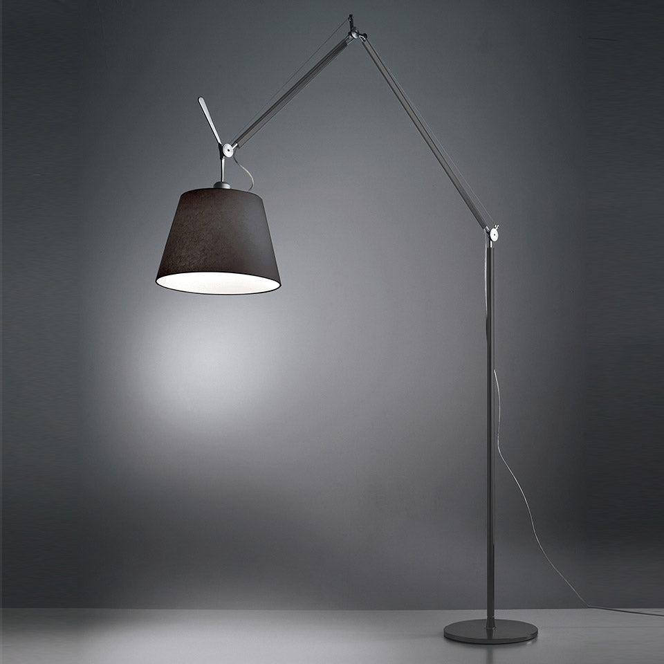 Artemide Tolomeo Mega Stehleuchte – Schwarz, für Leuchtmittel, dimmbar, Pergament Ø36 cm