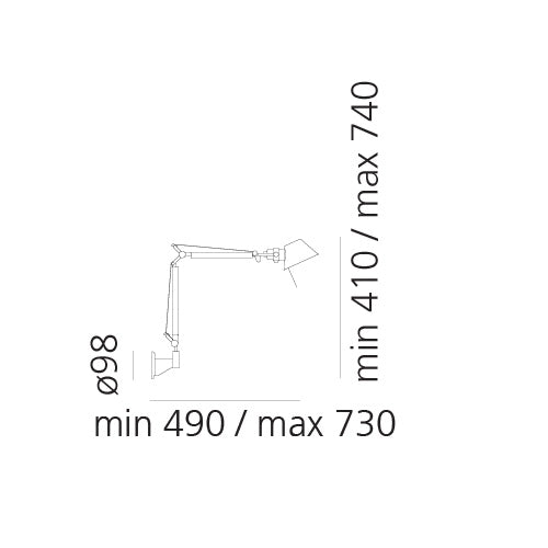 Artemide Tolomeo Micro Wandleuchte – Blau eloxiert, für Leuchtmittel