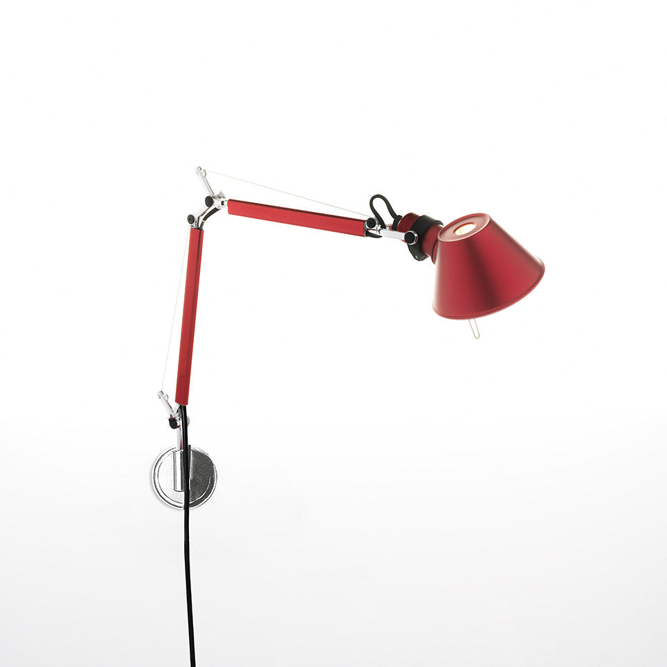 Artemide Tolomeo Micro Wandleuchte – Rot eloxiert, für Leuchtmittel