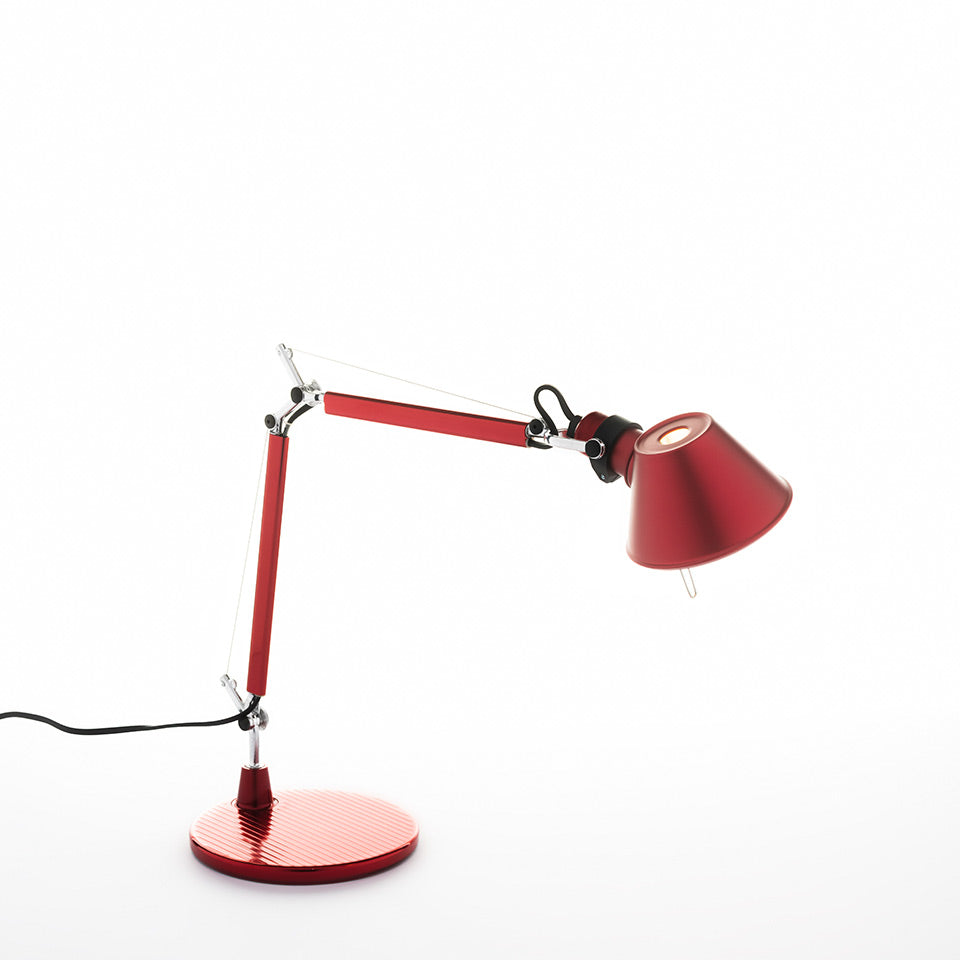 Artemide Tolomeo Micro Tischleuchte – Rot eloxiert, für Leuchtmittel, Tischfuß