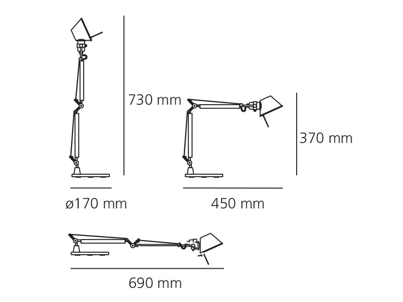 Artemide Tolomeo Micro Tischleuchte – Blau eloxiert, für Leuchtmittel, Einbaustift