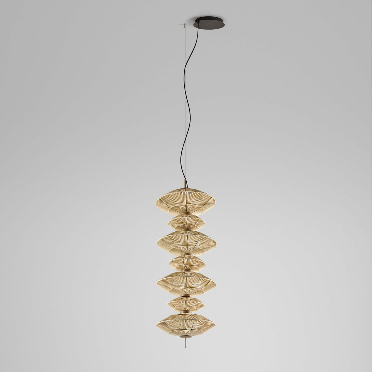 Bover Yuyun C (Combined Shades) Pendelleuchte – Yuyun S/7C – Beige satiniert, Beige Faden
