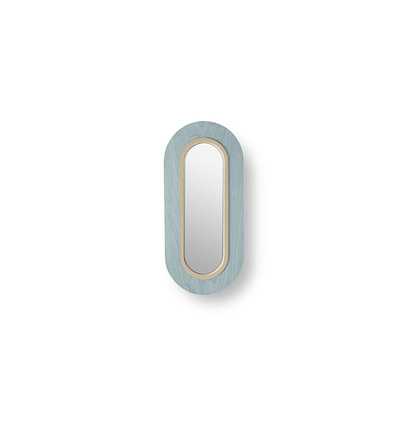 LZF Lens Oval Wandleuchte – Furnier Meeresblau, Elfenbein