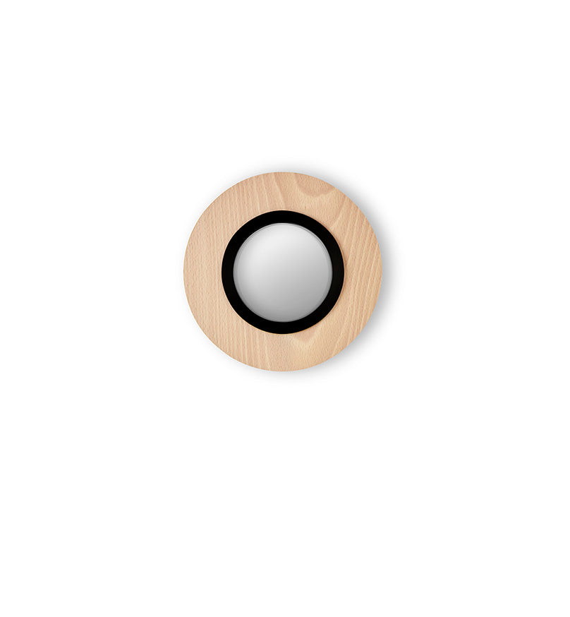 LZF Lens Circular Wandleuchte – Furnier Buche natur, Schwarz