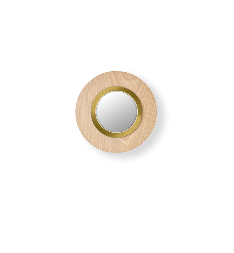 LZF Lens Circular Wandleuchte – Furnier Buche natur, Gold