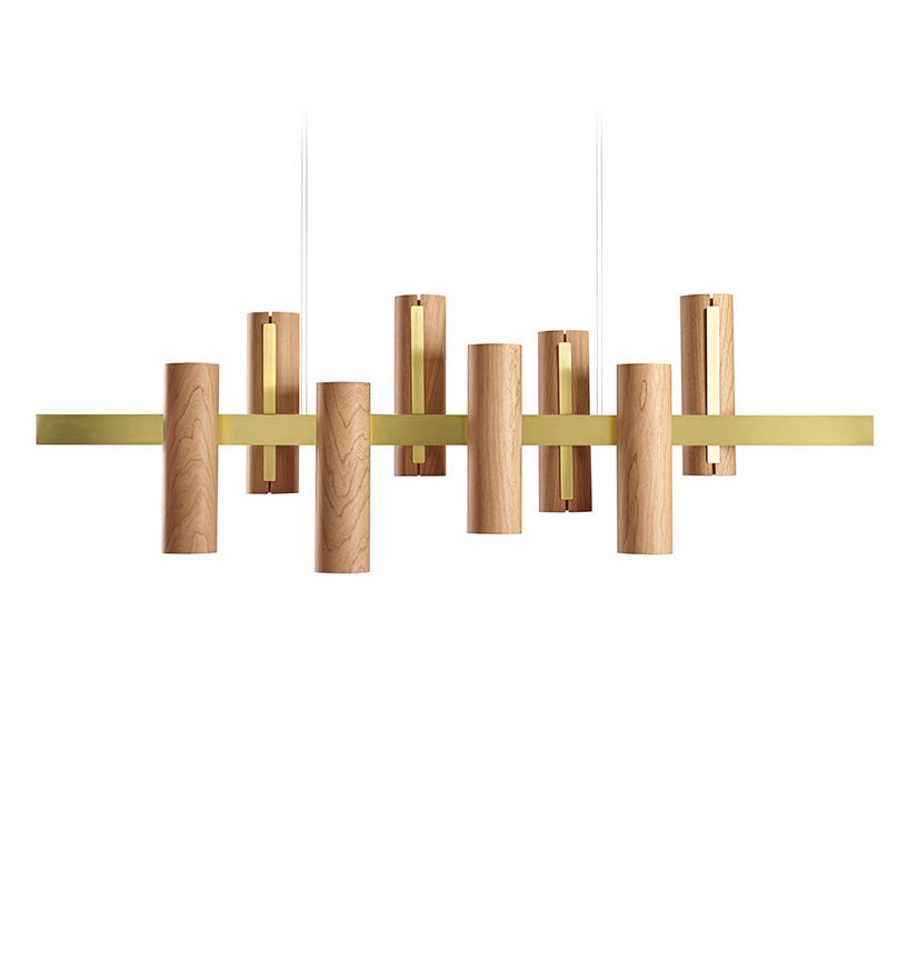 LZF Black Note Keys Pendelleuchte – Furnier Kirsche natur, Gold