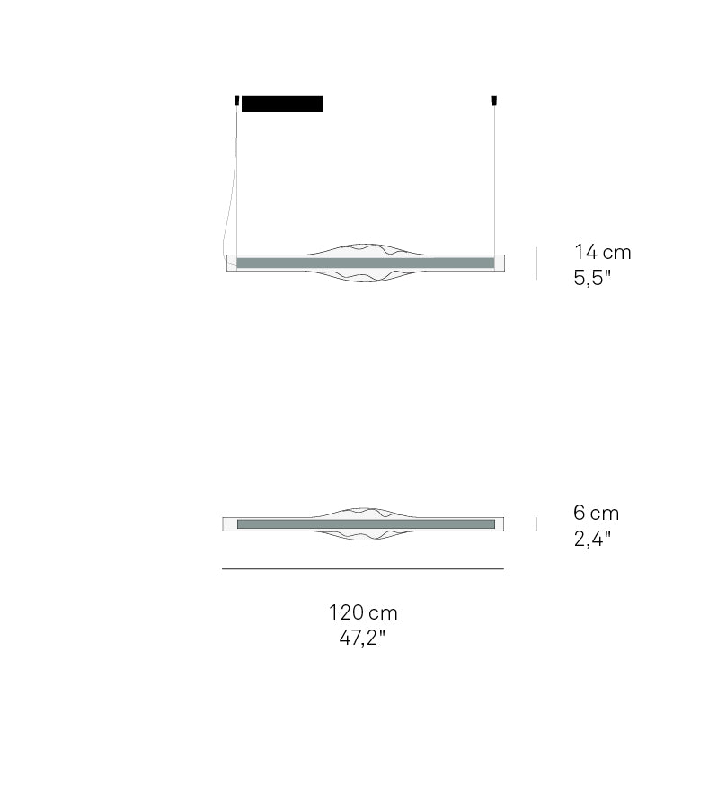 LZF Dune Horizontal Pendelleuchte – Maßzeichnung