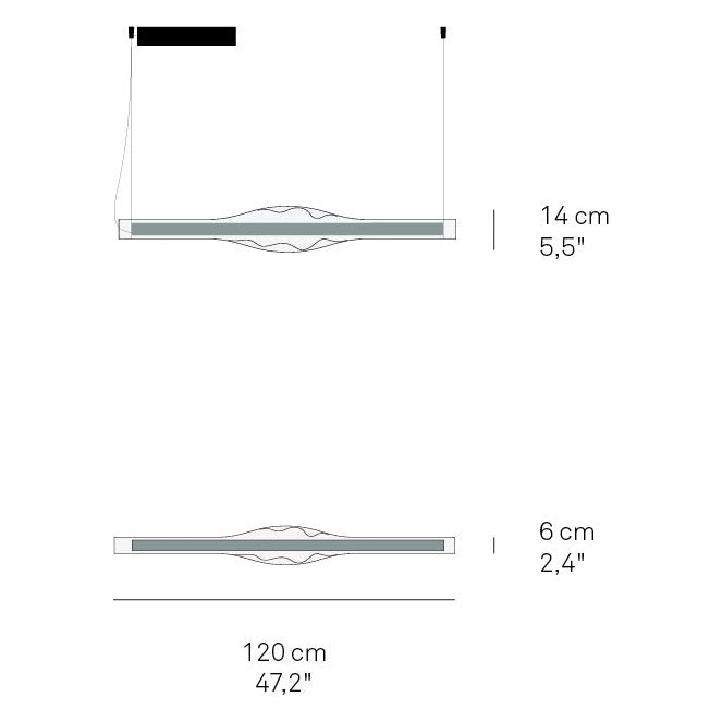 LZF Dune Horizontal Pendelleuchte – Maßzeichnung