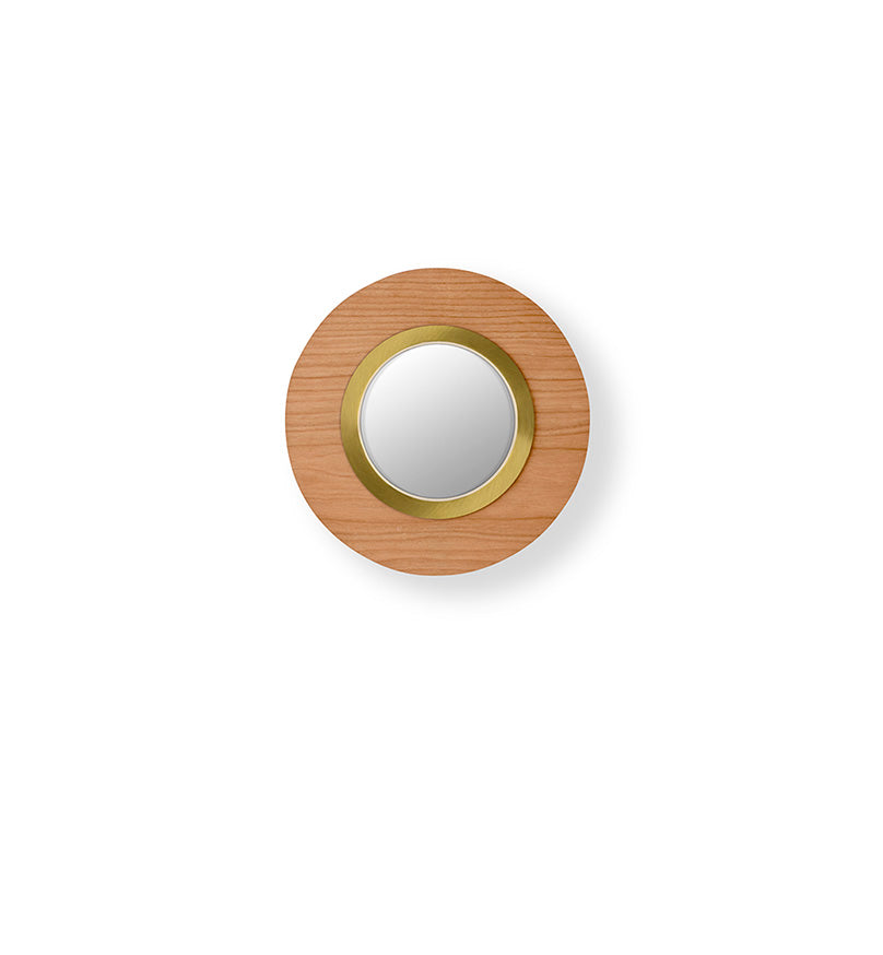 LZF Lens Circular Wandleuchte – Furnier Kirsche natur, Gold