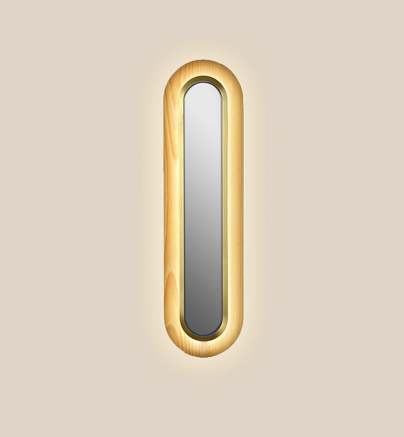 LZF Lens Super Oval Wandleuchte – Furnier Buche natur, Gold