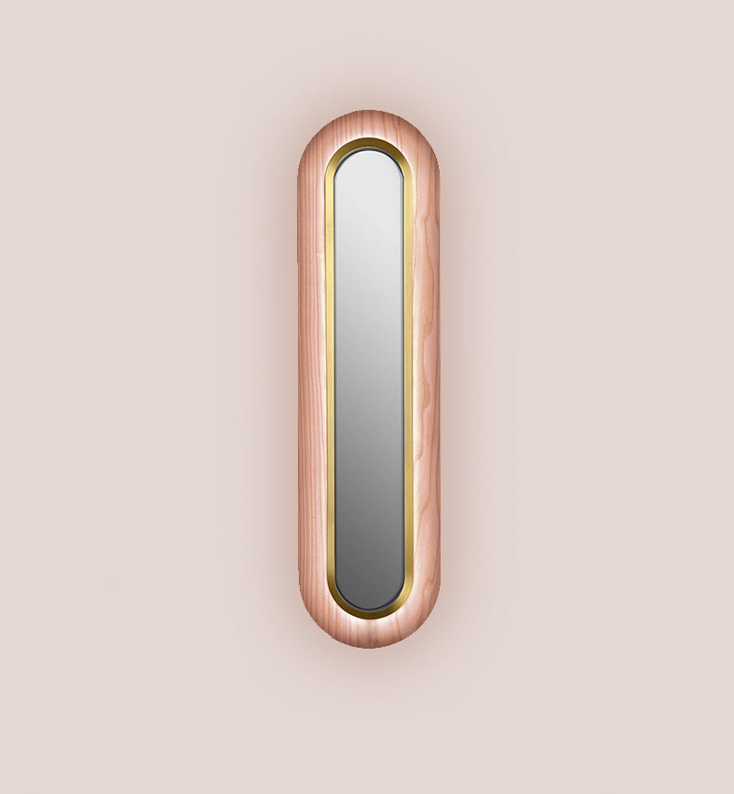 LZF Lens Super Oval Wandleuchte – Furnier Zartrosa, Gold