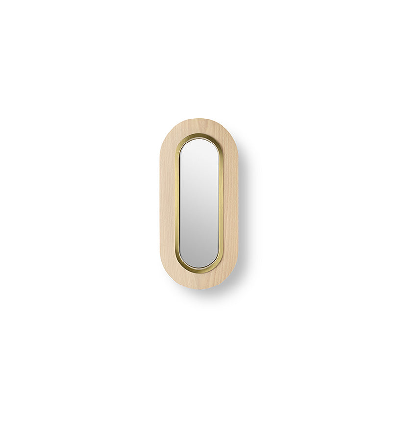 LZF Lens Oval Wandleuchte – Furnier Buche natur, Gold