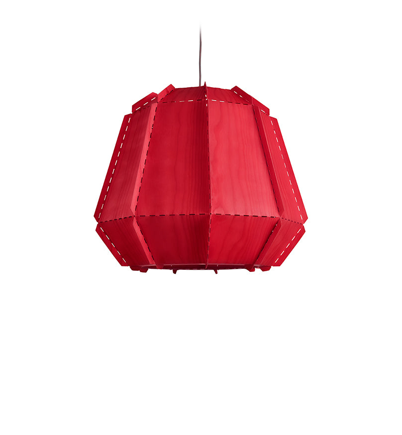 LZF Stitches Bamako Pendelleuchte – Furnier Rot