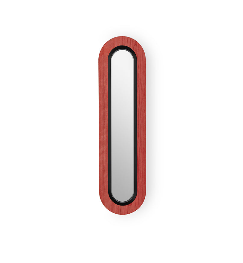 LZF Lens Super Oval Wandleuchte – Furnier Rot, Schwarz