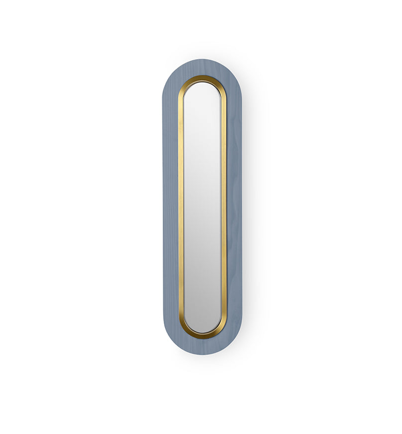 LZF Lens Super Oval Wandleuchte – Furnier Blau, Gold