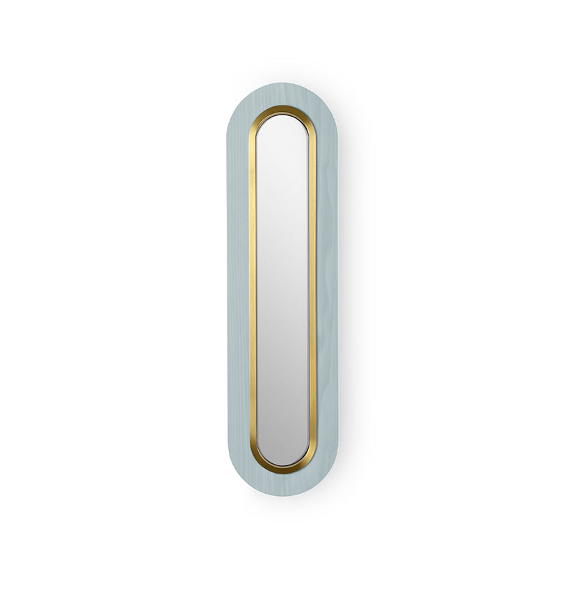 LZF Lens Super Oval Wandleuchte – Furnier Meeresblau, Gold