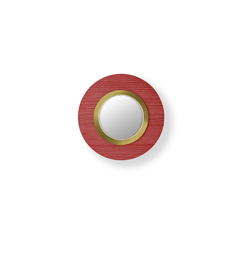 LZF Lens Circular Wandleuchte – Furnier Rot, Gold