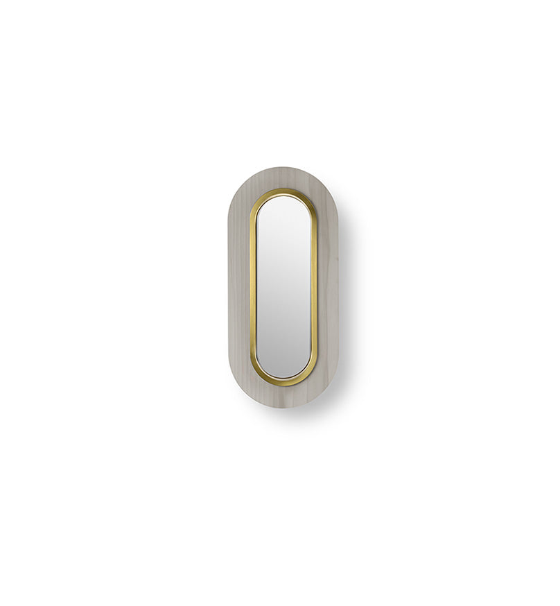 LZF Lens Oval Wandleuchte – Furnier Grau, Gold