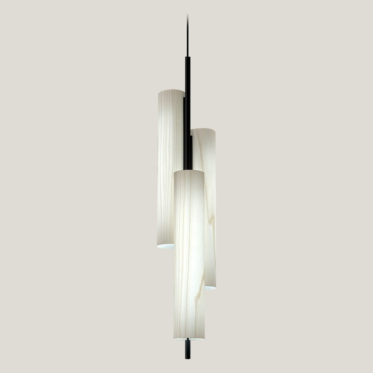 LZF Black Note Triplet Pendelleuchte – Furnier Elfenbeinweiß, Schwarz