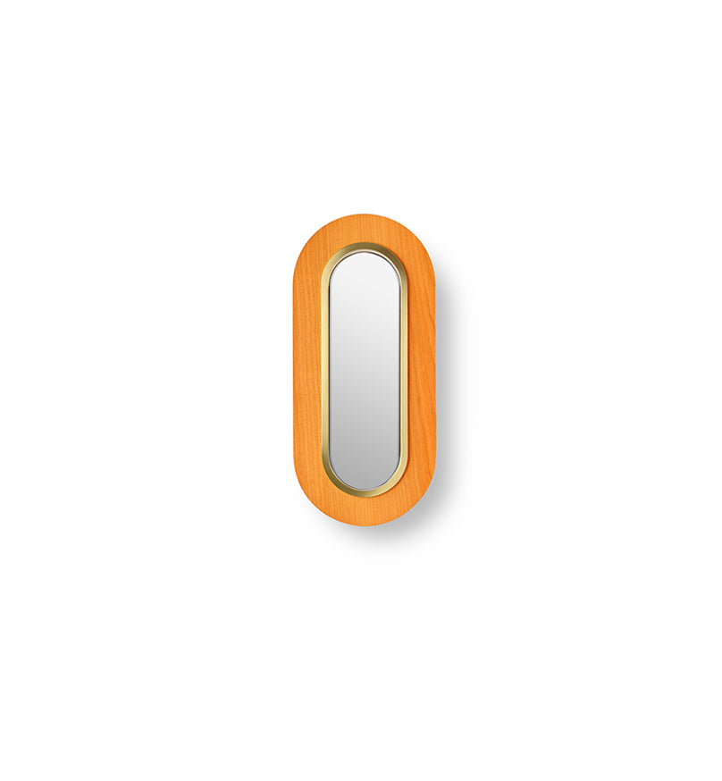 LZF Lens Oval Wandleuchte – Furnier Orange, Gold