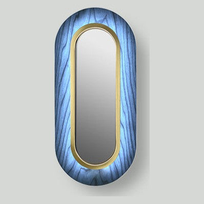 LZF Lens Oval Wandleuchte – Furnier Blau, Gold