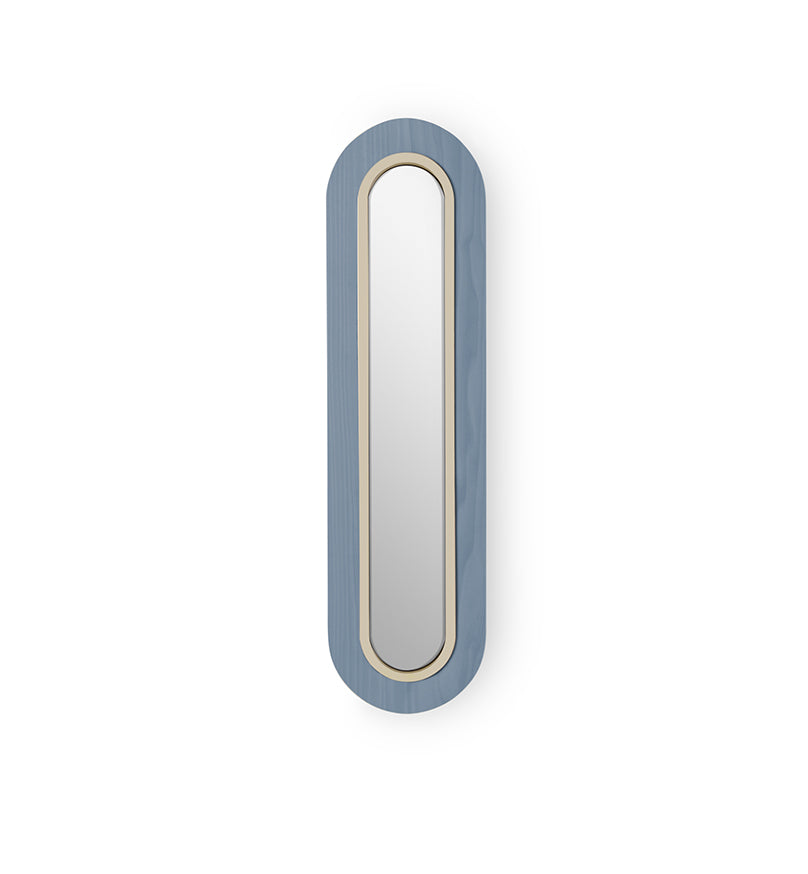 LZF Lens Super Oval Wandleuchte – Furnier Blau, Elfenbein