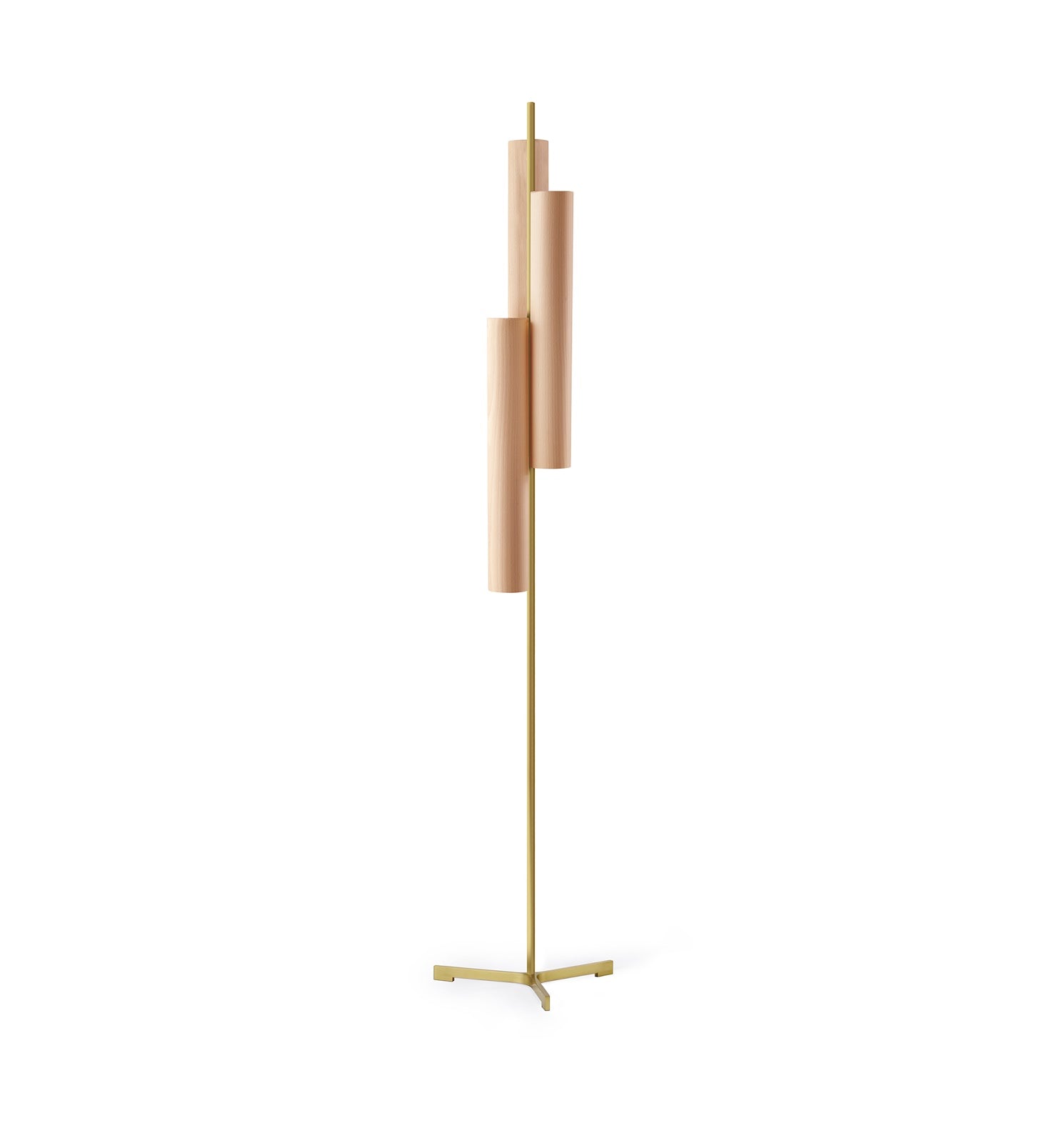LZF Black Note Triplet Stehleuchte – Furnier Buche natur, Gold