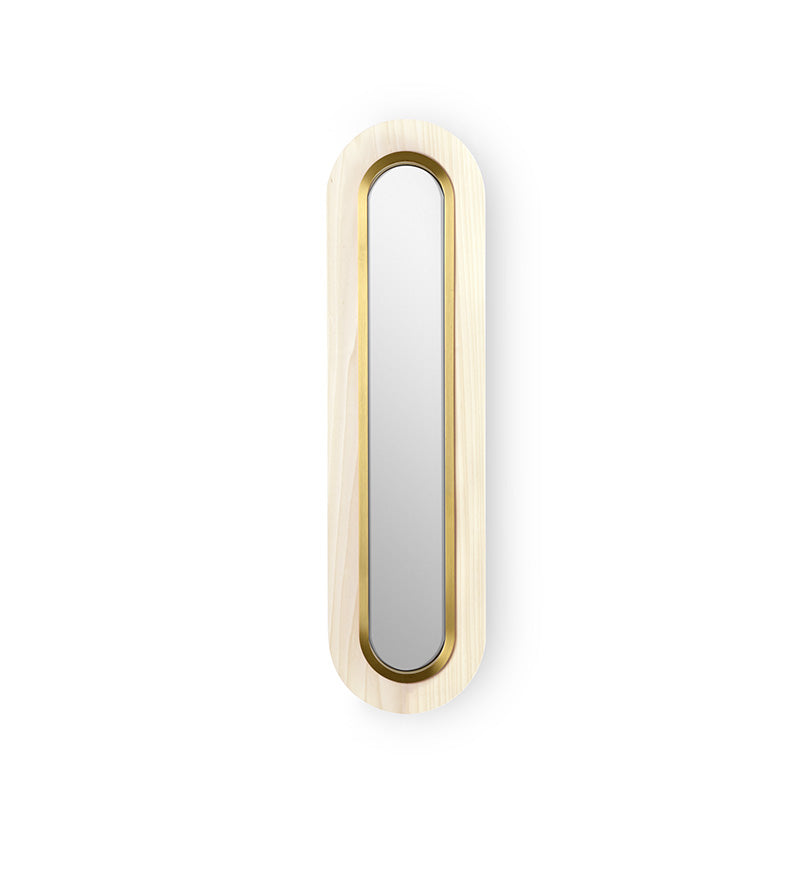LZF Lens Super Oval Wandleuchte – Furnier Elfenbeinweiß, Gold