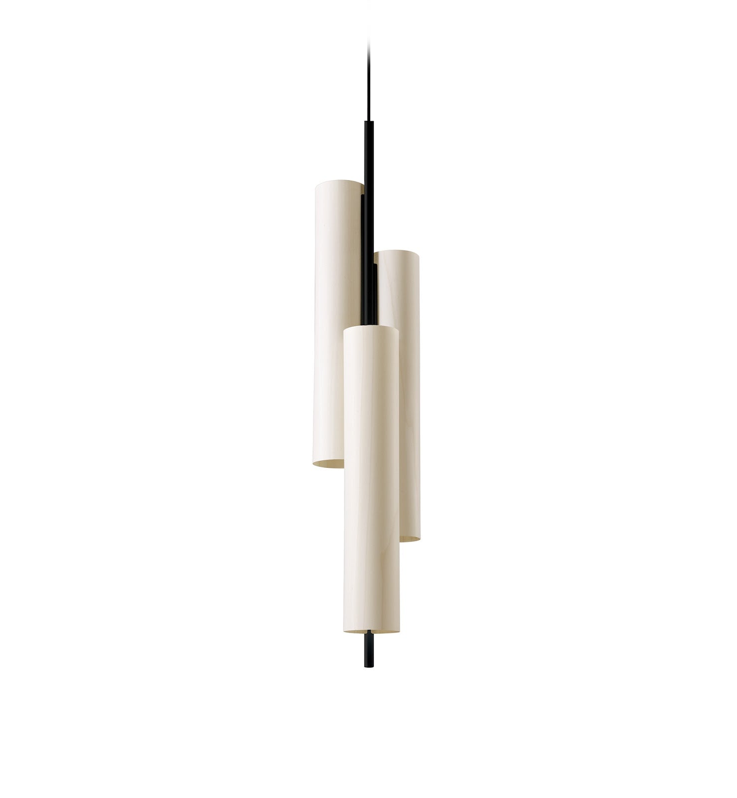 LZF Black Note Triplet Pendelleuchte – Furnier Elfenbeinweiß, Schwarz